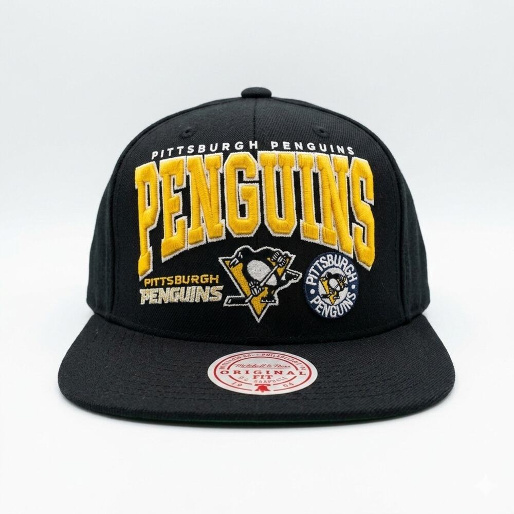 Mitchell & Ness Pittsburgh Penguins Snapback Hat NHL Champ Stack Black NWT